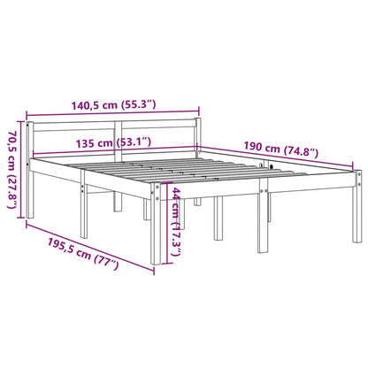 Lit pour personne âgée sans matelas 135x190 cm bois pin massif