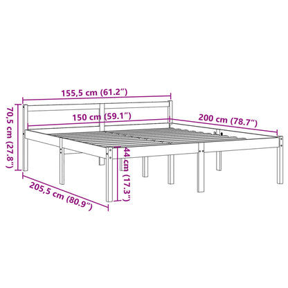 Lit pour personne âgée sans matelas 150x200 cm bois pin massif