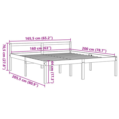 Lit pour personne âgée sans matelas 160x200 cm bois pin massif