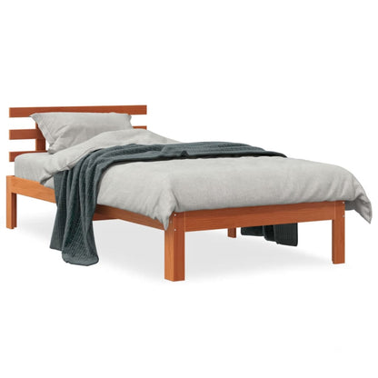 Cadre de lit sans matelas cire marron 90x190 cm bois pin massif