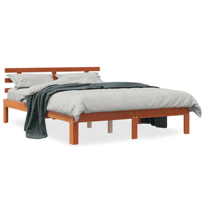 Cadre de lit sans matelas cire marron 120x190cm bois pin massif