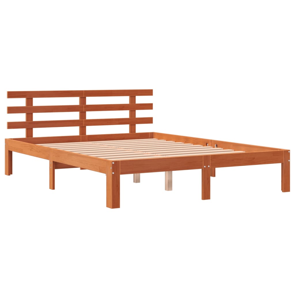 Cadre de lit sans matelas cire marron 120x190cm bois pin massif