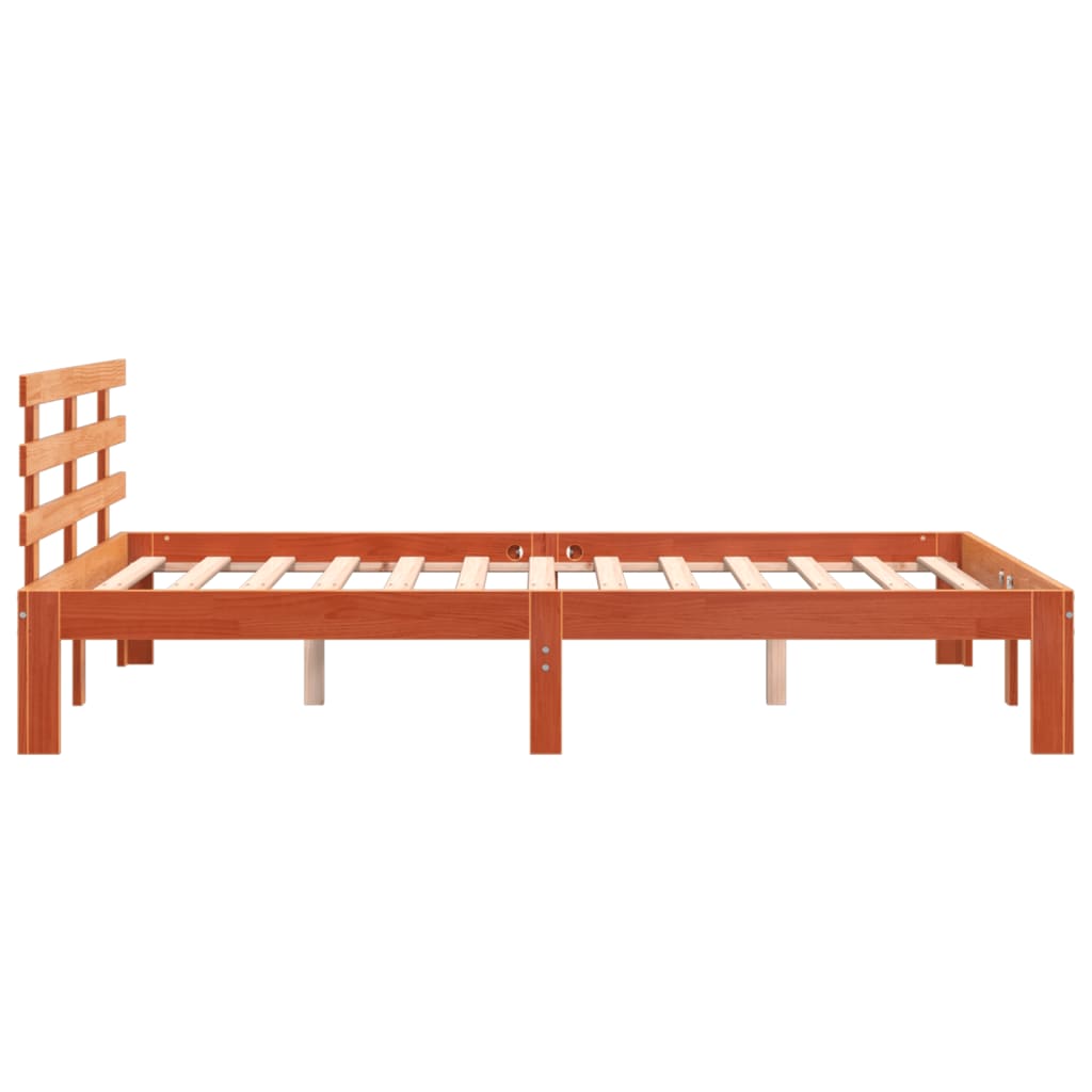 Cadre de lit sans matelas cire marron 120x190cm bois pin massif