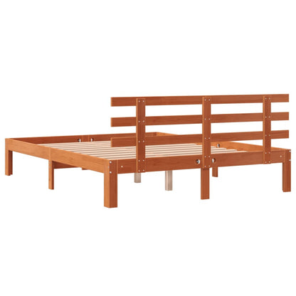 Cadre de lit sans matelas cire marron 120x190cm bois pin massif