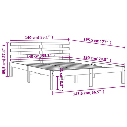 Cadre de lit sans matelas cire marron 140x190cm bois pin massif