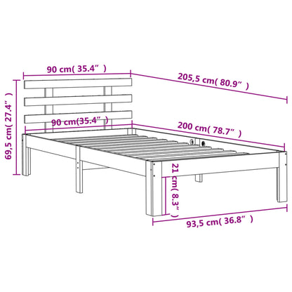 Cadre de lit sans matelas cire marron 90x200 cm bois pin massif