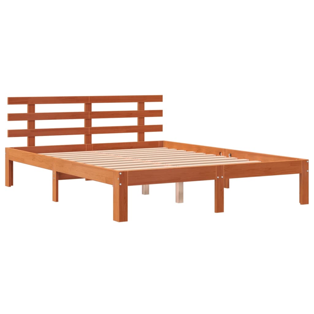 Cadre de lit sans matelas cire marron 120x200cm bois pin massif