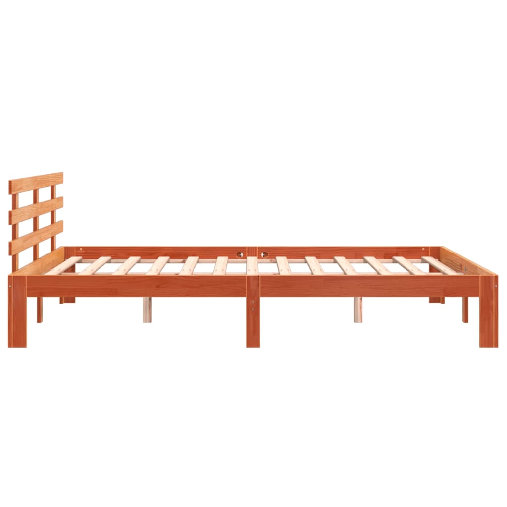 Cadre de lit sans matelas cire marron 150x200cm bois pin massif