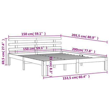 Cadre de lit sans matelas cire marron 150x200cm bois pin massif