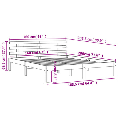 Cadre de lit sans matelas cire marron 160x200cm bois pin massif