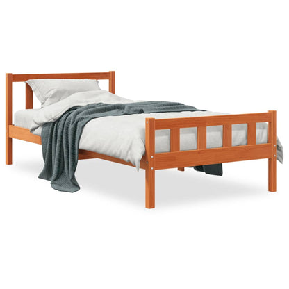 Cadre de lit sans matelas cire marron 75x190 cm bois pin massif