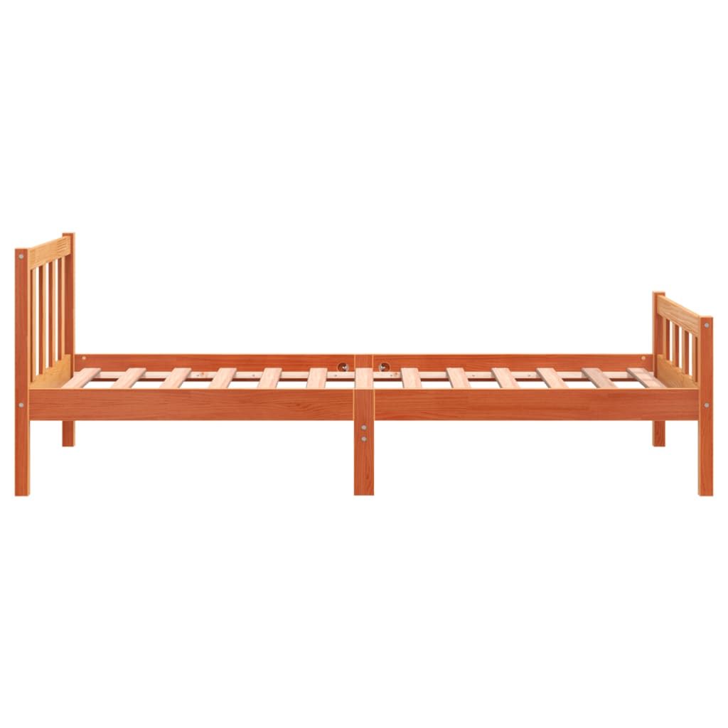 Cadre de lit sans matelas cire marron 75x190 cm bois pin massif