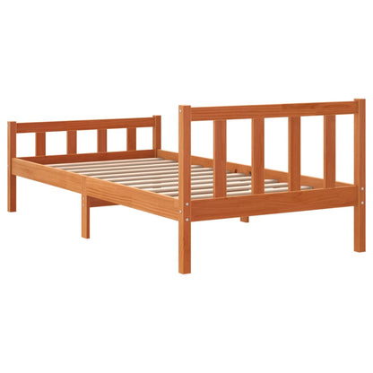 Cadre de lit sans matelas cire marron 75x190 cm bois pin massif