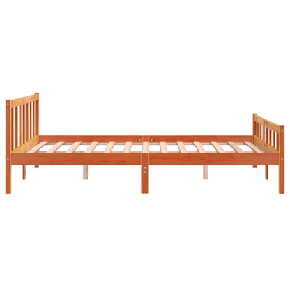 Cadre de lit sans matelas cire marron 150x200cm bois pin massif