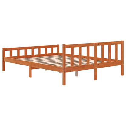 Cadre de lit sans matelas cire marron 150x200cm bois pin massif