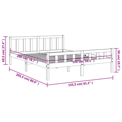 Cadre de lit sans matelas cire marron 150x200cm bois pin massif