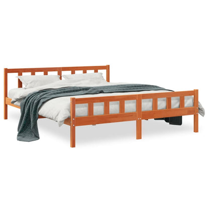 Cadre de lit sans matelas cire marron 160x200cm bois pin massif