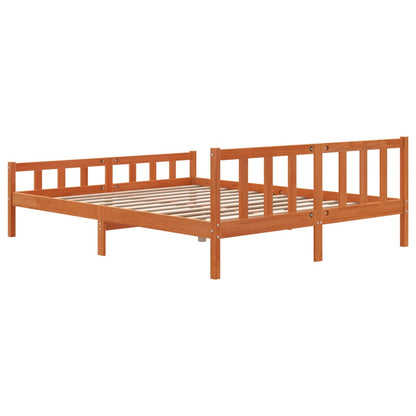 Cadre de lit sans matelas cire marron 160x200cm bois pin massif