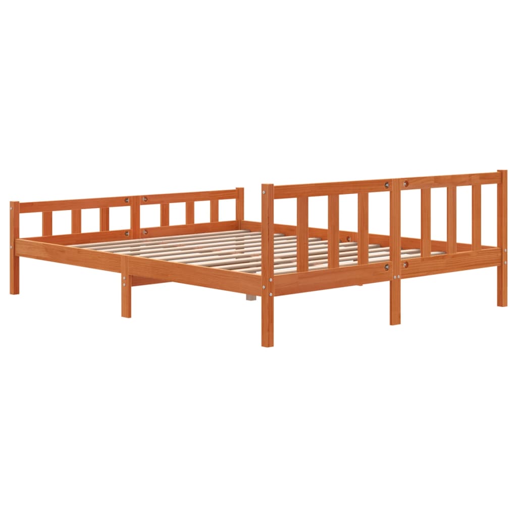 Cadre de lit sans matelas cire marron 180x200cm bois pin massif