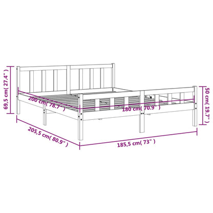 Cadre de lit sans matelas cire marron 180x200cm bois pin massif