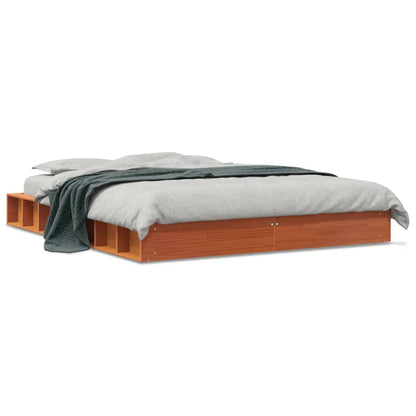 Cadre de lit sans matelas cire marron 160x200cm bois pin massif