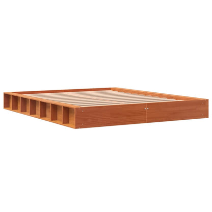 Cadre de lit sans matelas cire marron 160x200cm bois pin massif