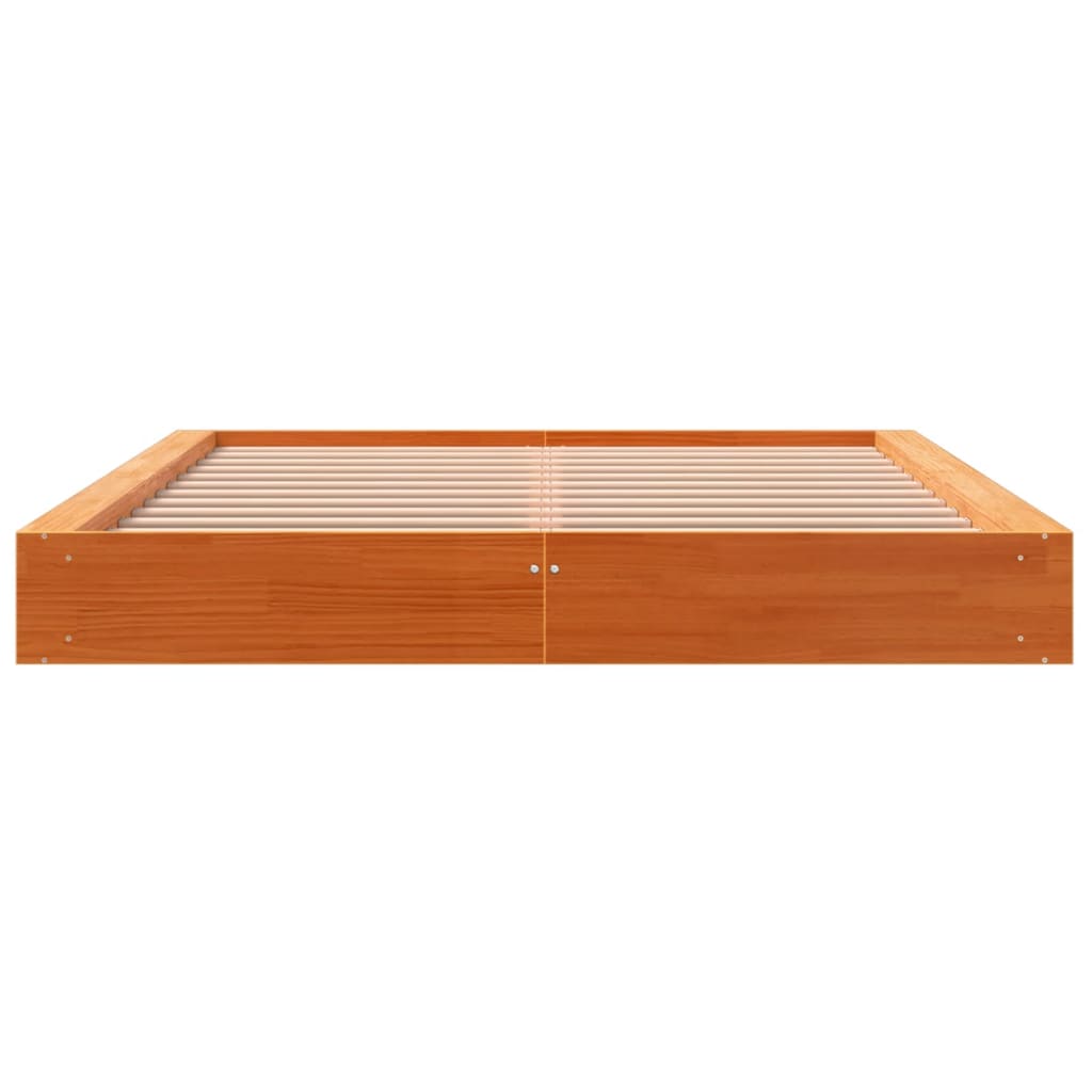 Cadre de lit sans matelas cire marron 160x200cm bois pin massif