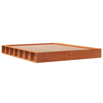 Cadre de lit sans matelas cire marron 150x200cm bois pin massif