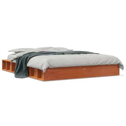 Cadre de lit sans matelas cire marron 120x200cm bois pin massif