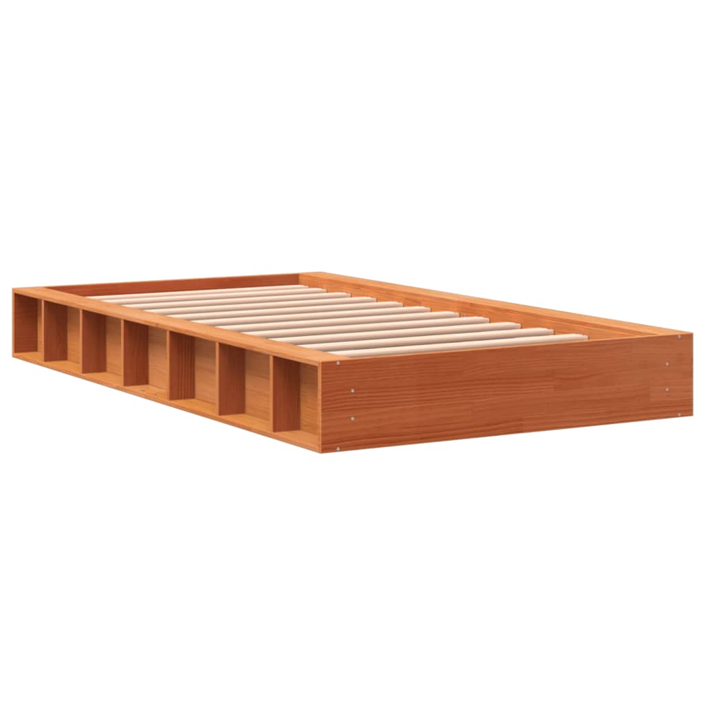 Cadre de lit sans matelas cire marron 100x200cm bois pin massif