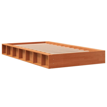 Cadre de lit sans matelas cire marron 100x200cm bois pin massif