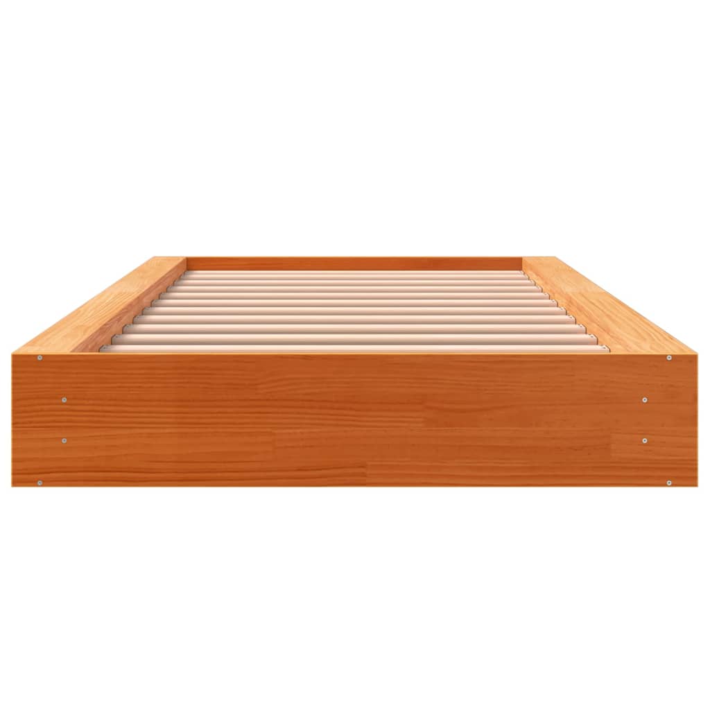 Cadre de lit sans matelas cire marron 100x200cm bois pin massif