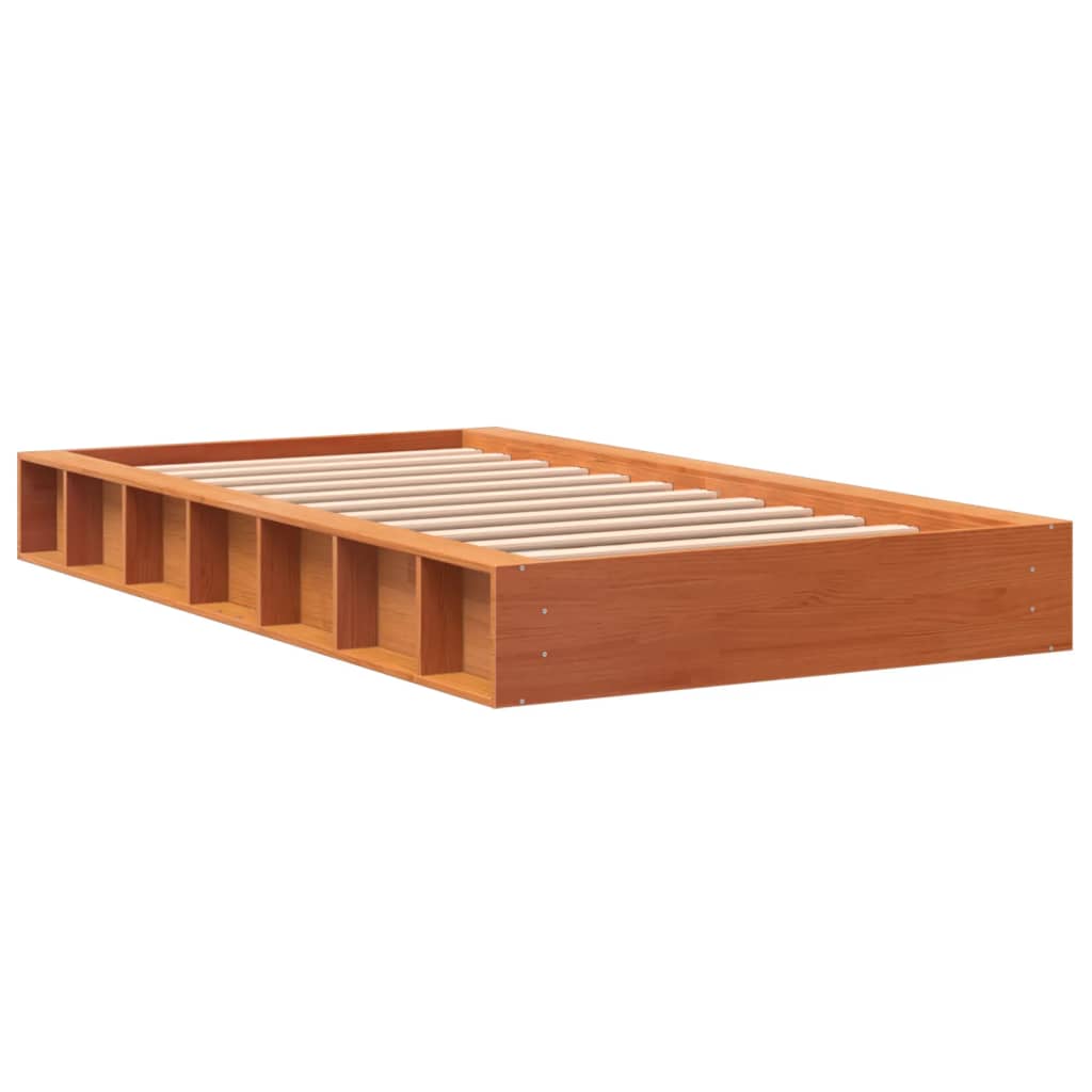 Cadre de lit sans matelas cire marron 100x200cm bois pin massif