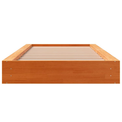 Cadre de lit sans matelas cire marron 75x190 cm bois pin massif