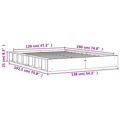 Cadre de lit sans matelas cire marron 120x190cm bois pin massif