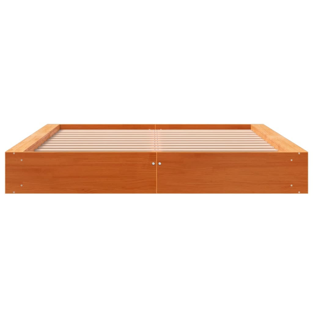 Cadre de lit sans matelas cire marron 140x190cm bois pin massif