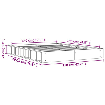 Cadre de lit sans matelas cire marron 140x190cm bois pin massif