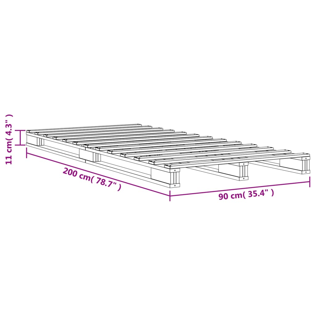 Lit de palette sans matelas 90x200 cm bois de pin massif