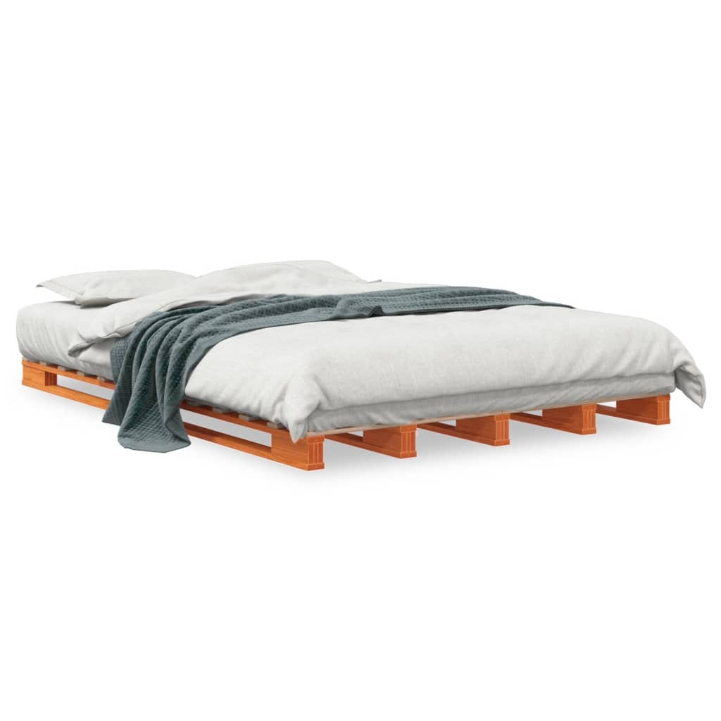 Lit de palette sans matelas cire marron 140x200 cm pin massif