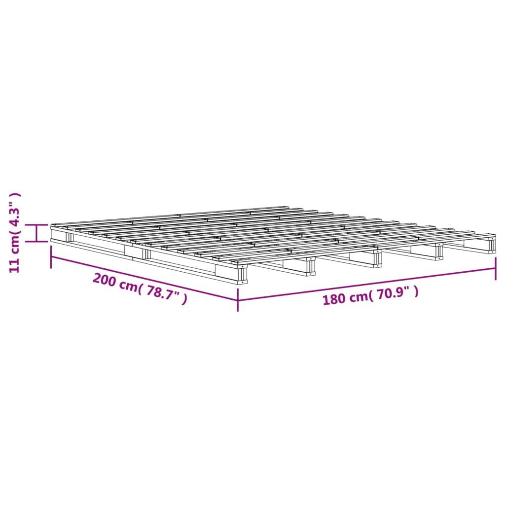 Lit de palette sans matelas cire marron 180x200 cm pin massif