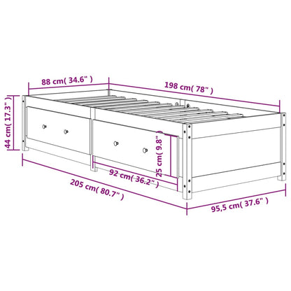 Lit de jour sans matelas cire marron 90x200 cm bois pin massif