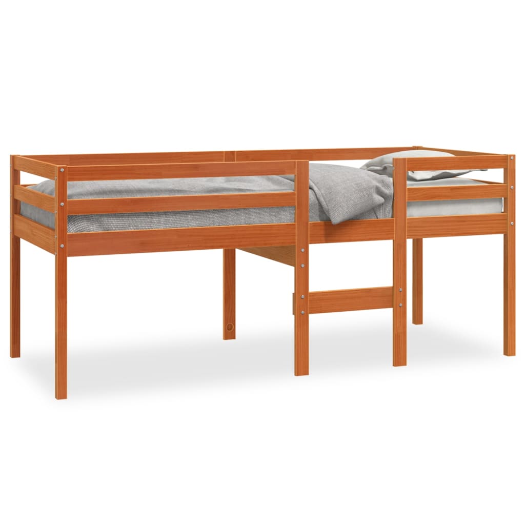 Lit haut sans matelas cire marron 90x200 cm bois massif