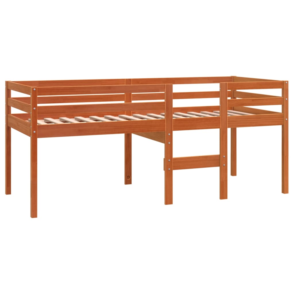 Lit haut sans matelas cire marron 90x200 cm bois massif