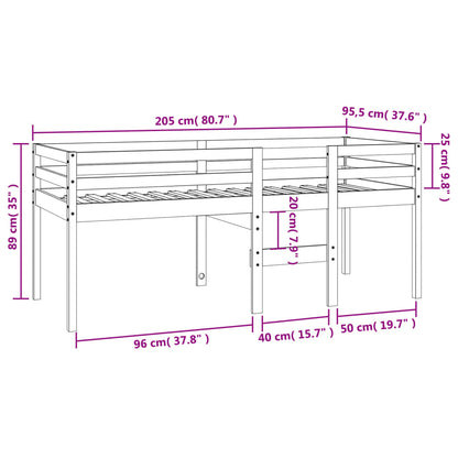 Lit haut sans matelas cire marron 90x200 cm bois massif