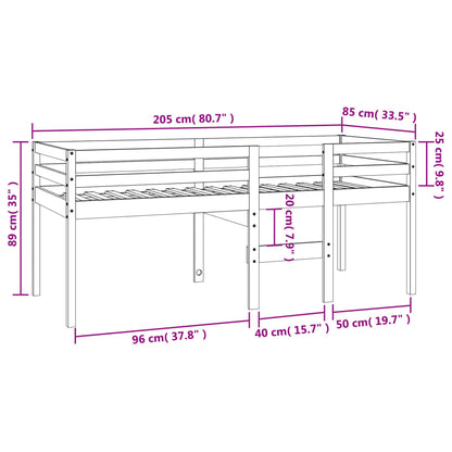 Lit haut sans matelas cire marron 80x200 cm bois massif