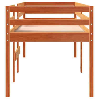 Lit haut sans matelas cire marron 90x190 cm bois massif