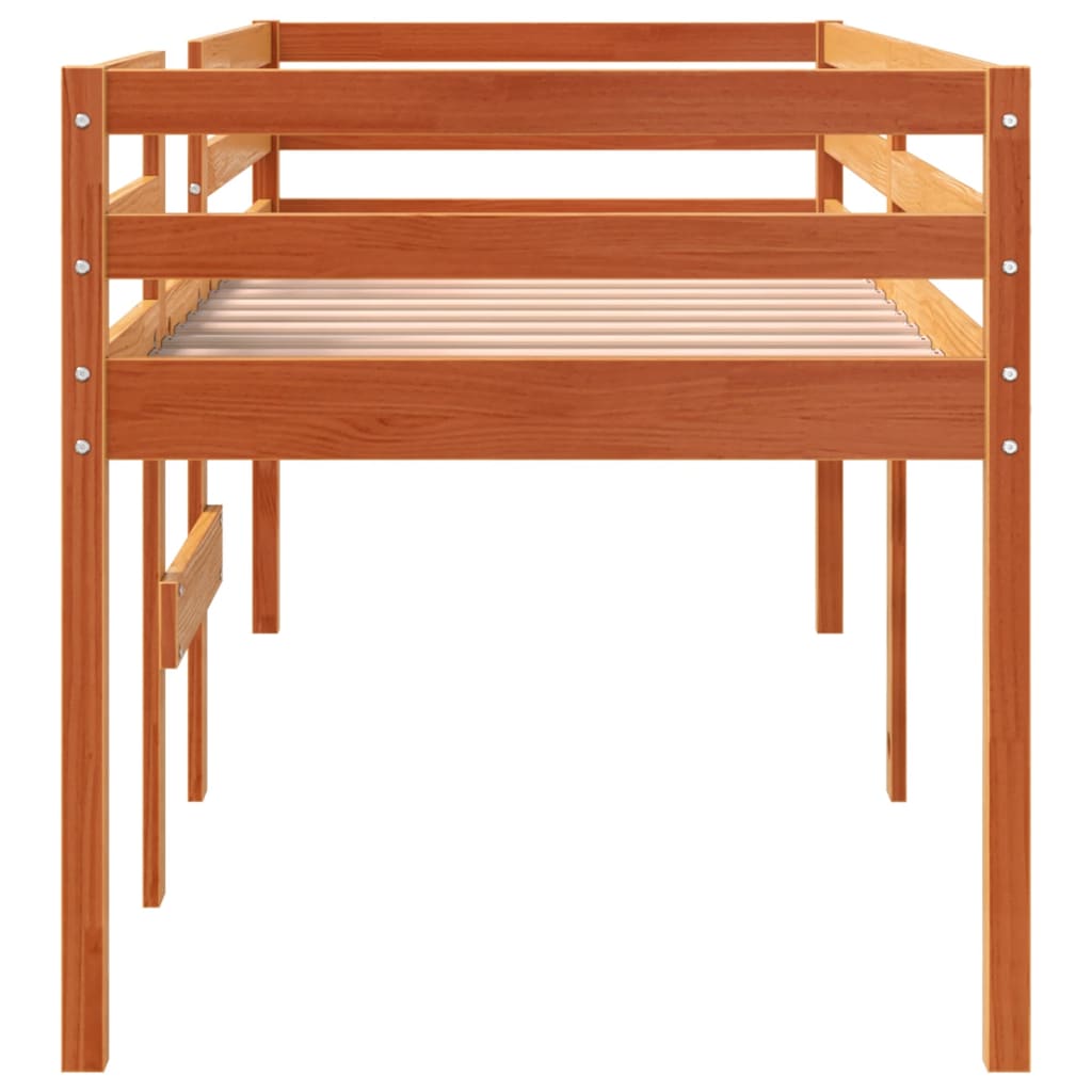 Lit haut sans matelas cire marron 75x190 cm bois massif