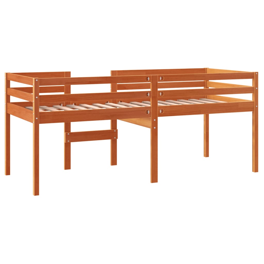 Lit haut sans matelas cire marron 75x190 cm bois massif