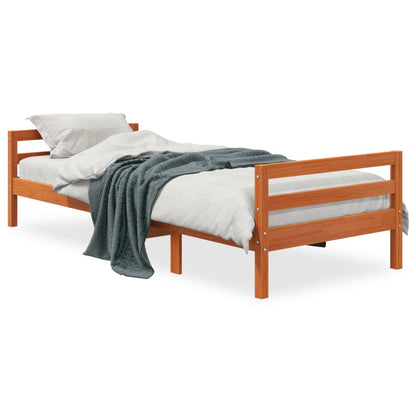 Cadre de lit sans matelas cire marron 90x200 cm bois pin massif