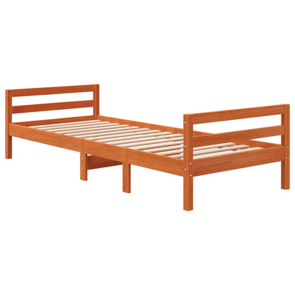 Cadre de lit sans matelas cire marron 90x200 cm bois pin massif